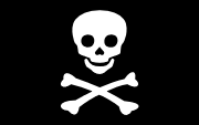 Wingdings version of the Jolly Roger (character 'N'). Many pirates created their own individualized versions.