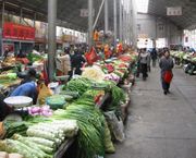 Farmer's market showing vegetables for sale in Lhasa, Tibet