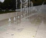 Animated fountain in front of the Brooklyn Museum consists of laminar flow water jets.