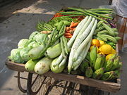 Vegetables (and some fruit) for sale on a street in Guntur, India