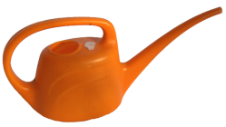 A watering can made of plastic.